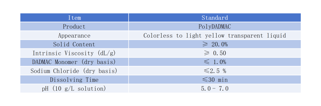 Polydimethyldiallylammonium Chloride Technical Specification